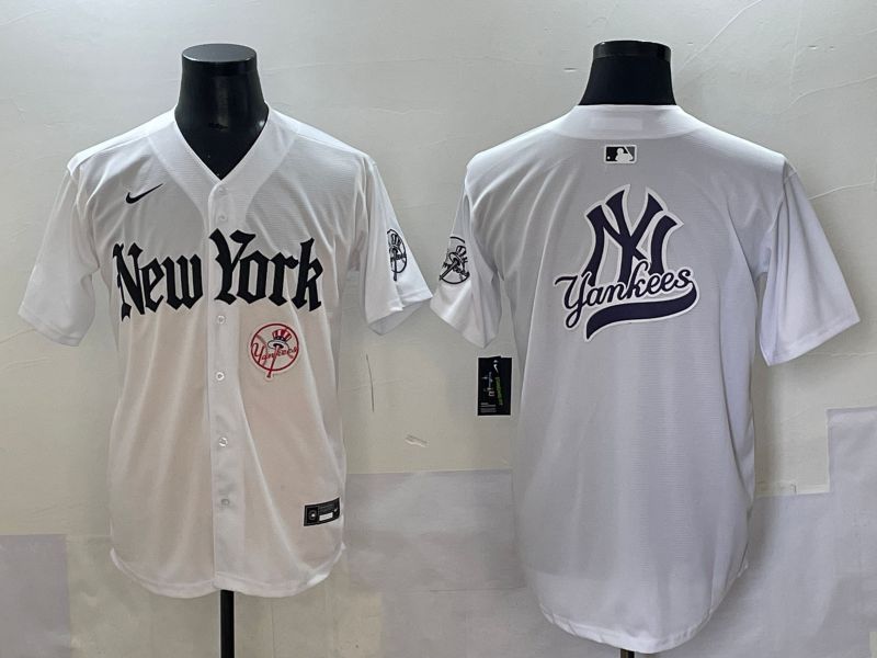 Men 2025 New York Yankees Blank White Five generations Joint Name Nike MLB Jersey style 65->new york yankees->MLB Jersey